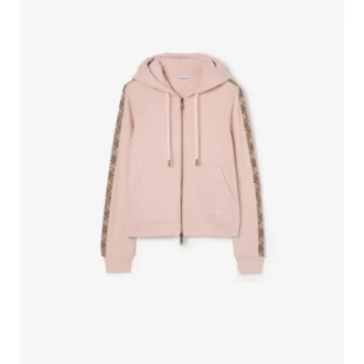 Hoodie i bomull med rutmönster och dragkedja