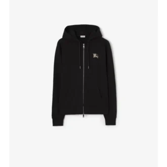 Hoodie i bomull med rutmönster och dragkedja