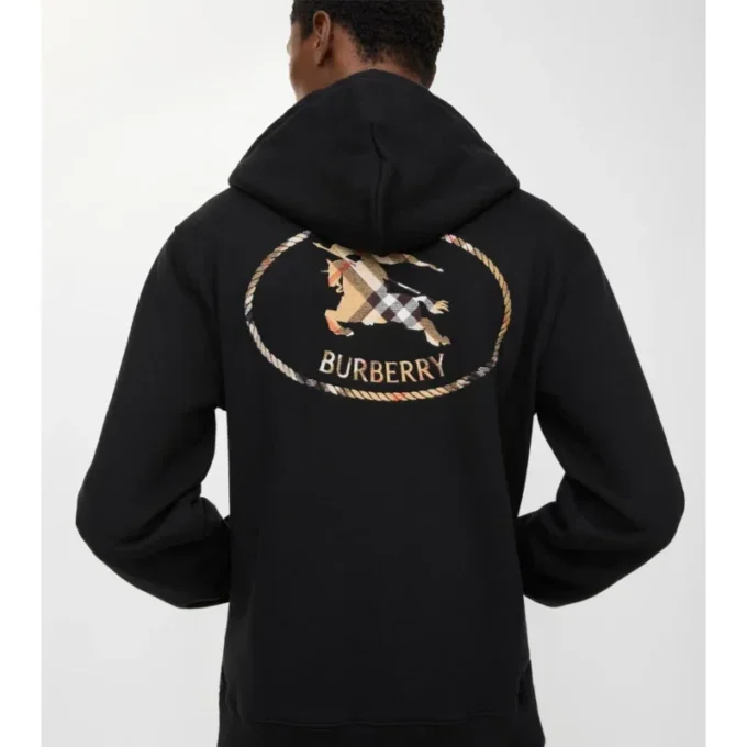 Hoodie i bomull med rutmönster och dragkedja Hoodie i bomull med rutmönster och dragkedja