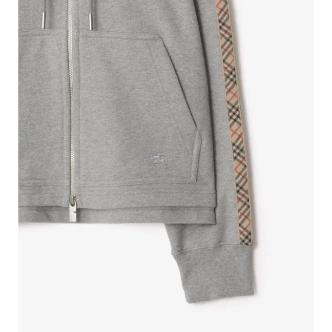 Hoodie i bomull med rutmönster och dragkedja Hoodie i bomull med rutmönster och dragkedja