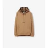 Hoodie i bomullsblandning med rutmönstrad kant Hoodie i bomullsblandning med rutmönstrad kant