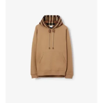Hoodie i bomullsblandning med rutmönstrad kant Hoodie i bomullsblandning med rutmönstrad kant