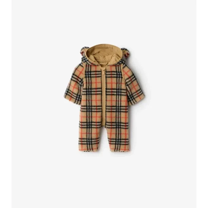 Hoodie-overall i fleece med rutmönster Hoodie-overall i fleece med rutmönster