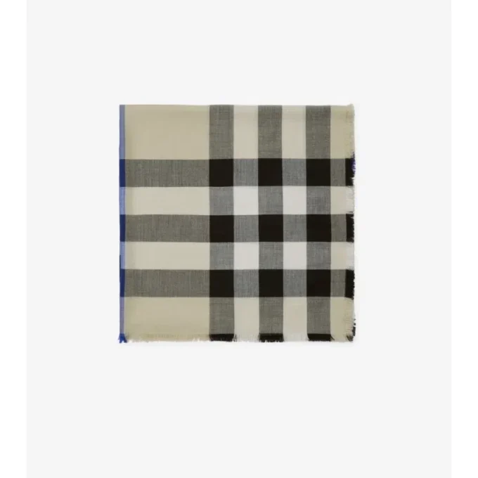 Kashmir- och silkescarf med rutmönster Kashmir- och silkescarf med rutmönster