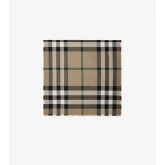 Kashmir- och silkescarf med rutmönster