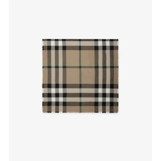 Kashmir- och silkescarf med rutmönster Kashmir- och silkescarf med rutmönster