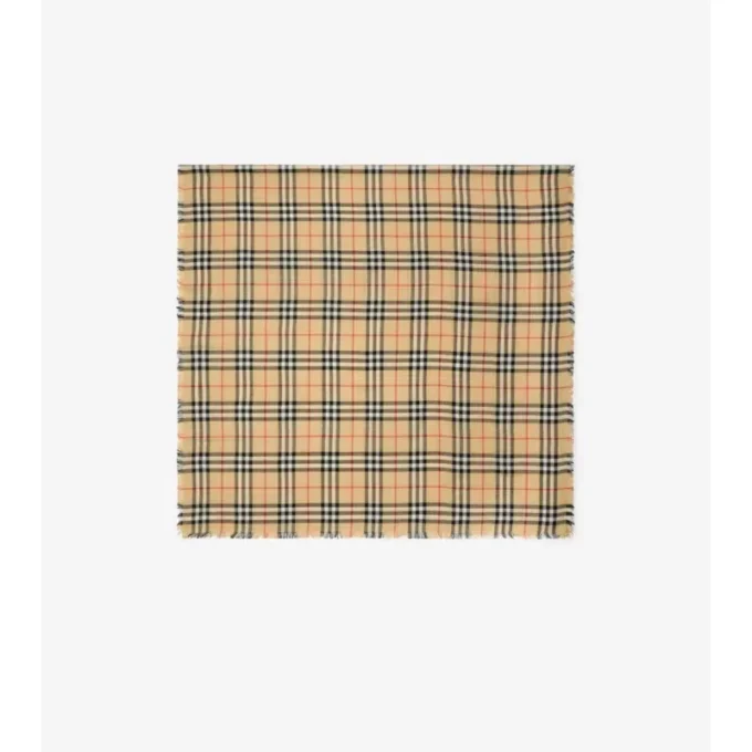 Kashmir- och silkescarf med rutmönster Kashmir- och silkescarf med rutmönster