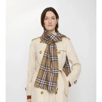 Kashmir- och silkescarf med rutmönster