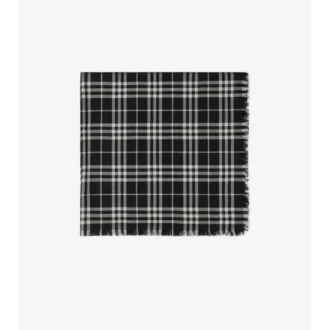 Kashmir- och silkescarf med rutmönster