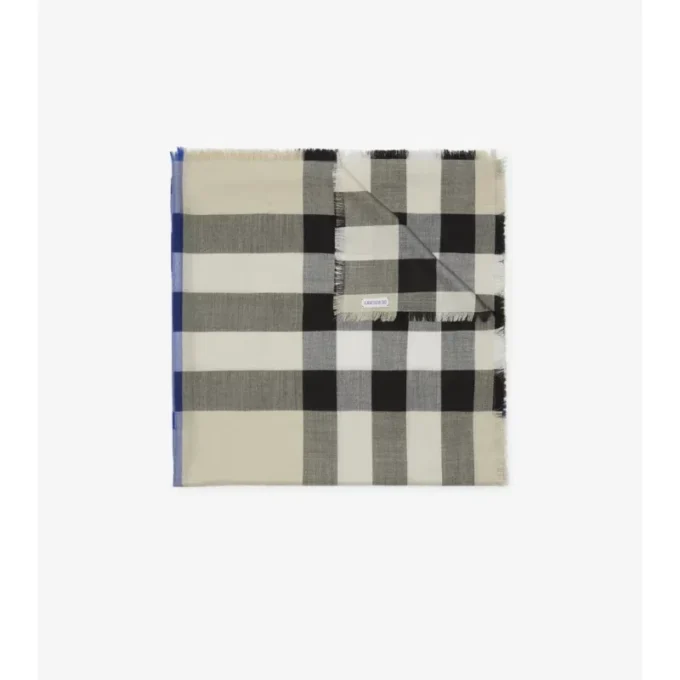 Kashmir- och silkescarf med rutmönster Kashmir- och silkescarf med rutmönster