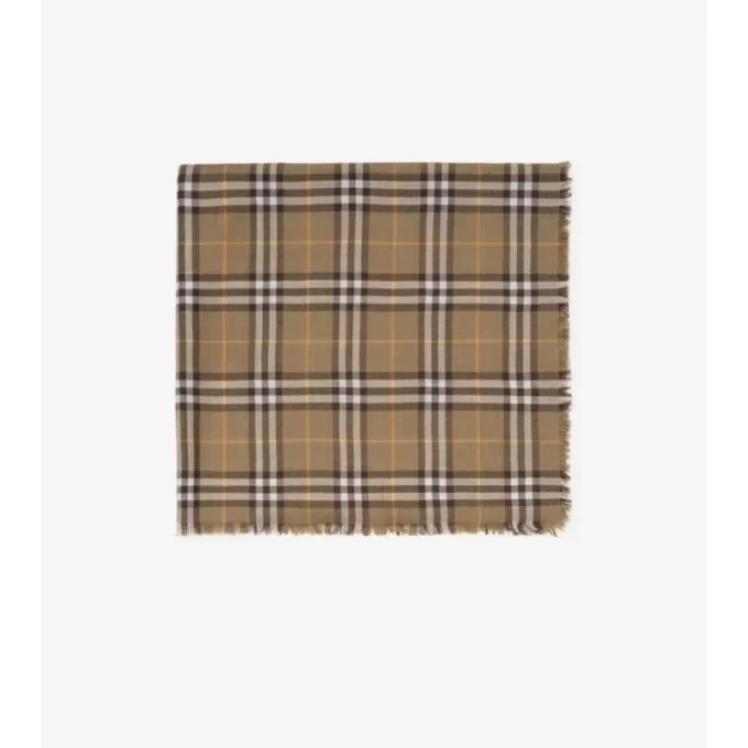 Kashmir- och silkescarf med rutmönster Kashmir- och silkescarf med rutmönster