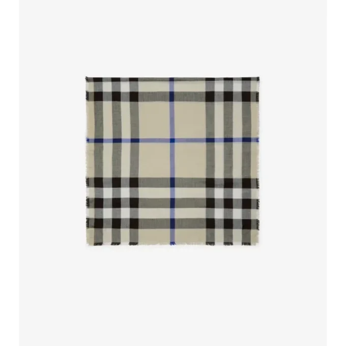 Kashmir- och silkescarf med rutmönster Kashmir- och silkescarf med rutmönster