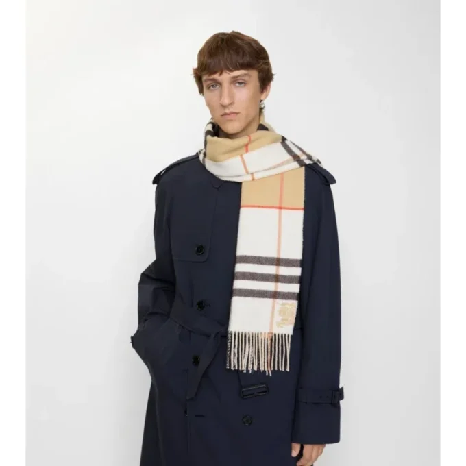 Kashmirhalsduk med kontrastrutmönster Kashmirhalsduk med kontrastrutmönster