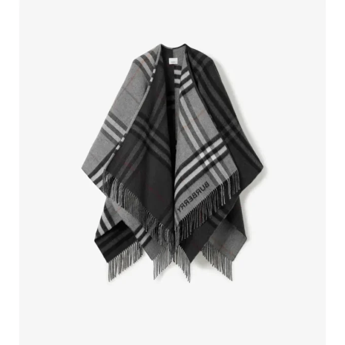 Kontrastrutig kappa i jacquard av ull och kashmir Kontrastrutig kappa i jacquard av ull och kashmir