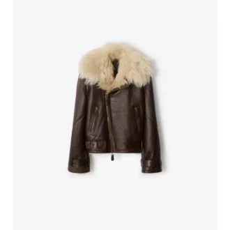 Kort aviatorjacka i shearling