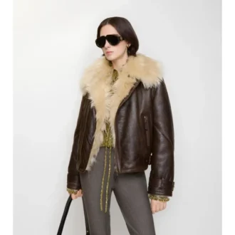 Kort aviatorjacka i shearling