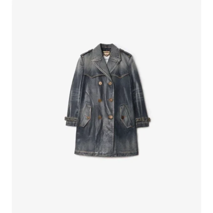 Kort denim Trench Coat