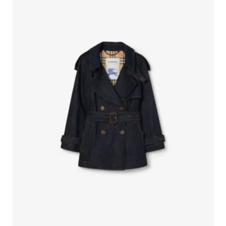 Kort denim-Trench Coat i Fitzrovia-modell
