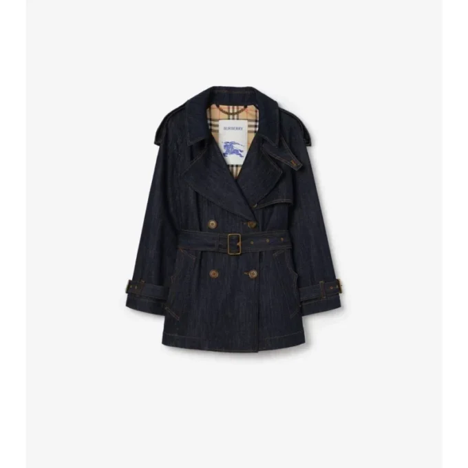 Kort denim-Trench Coat i Fitzrovia-modell Kort denim-Trench Coat i Fitzrovia-modell