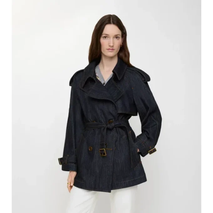 Kort denim-Trench Coat i Fitzrovia-modell Kort denim-Trench Coat i Fitzrovia-modell
