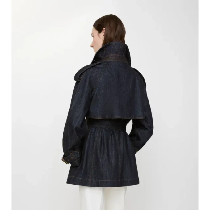 Kort denim-Trench Coat i Fitzrovia-modell Kort denim-Trench Coat i Fitzrovia-modell