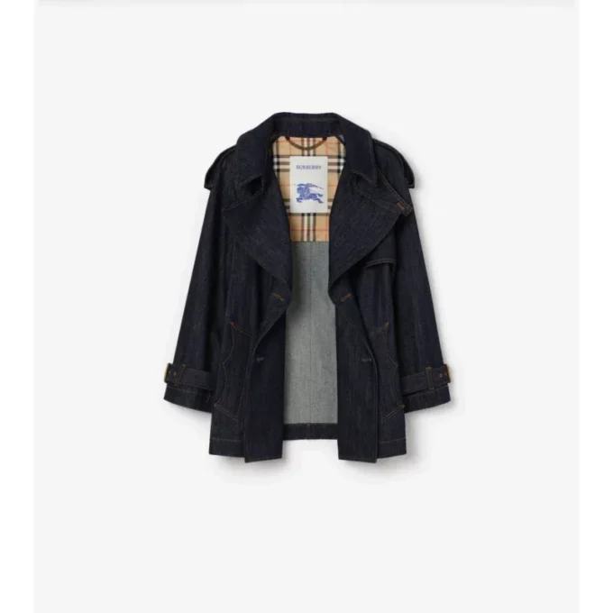Kort denim-Trench Coat i Fitzrovia-modell Kort denim-Trench Coat i Fitzrovia-modell