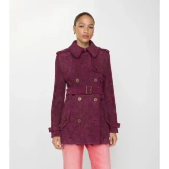 Kort Foxfield-trenchcoat i paisley-mönstrat mocka