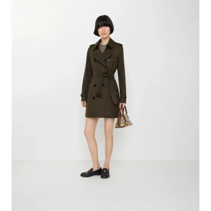 Kort Kensington-Trench Coat i Tropical Gabardine Kort Kensington-Trench Coat i Tropical Gabardine