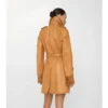 Kort läder Car Coat med fransar Kort läder Car Coat med fransar