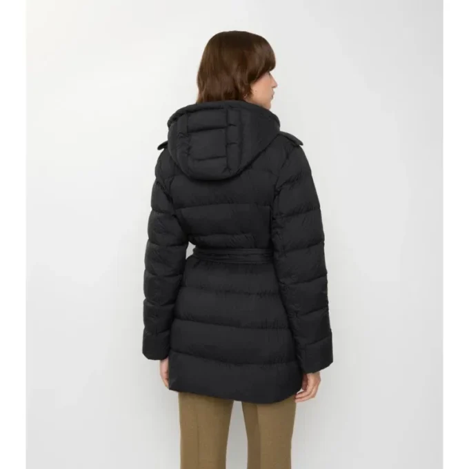 Kort pufferkappa i nylon med huva