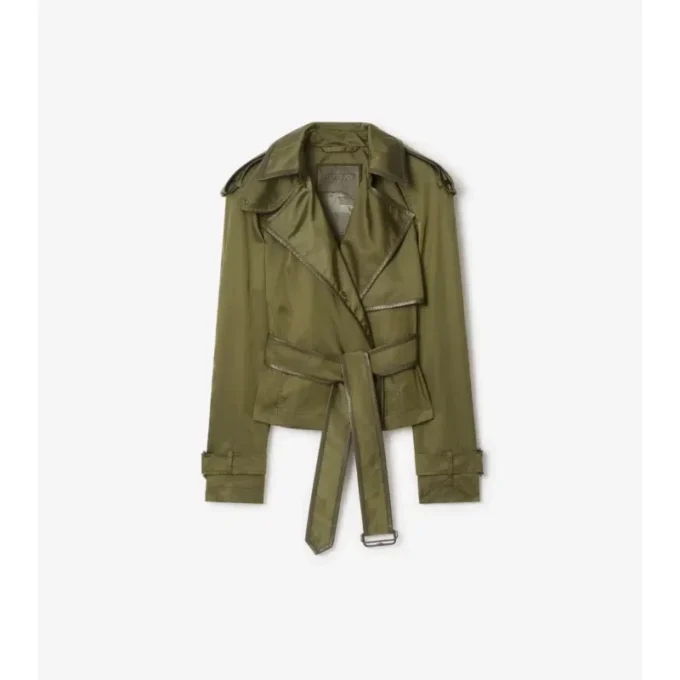 Kort Trench Coat i nylonblandning Kort Trench Coat i nylonblandning