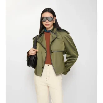 Kort Trench Coat i nylonblandning