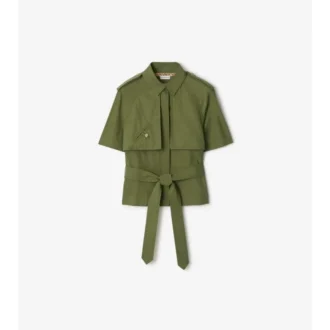 Kort trenchcoat i bomullspoplin