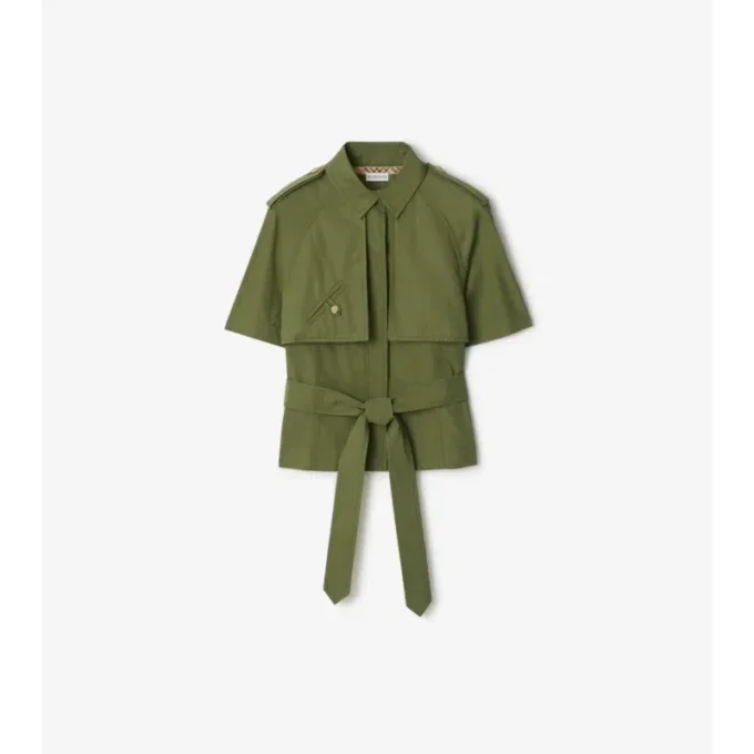 Kort trenchcoat i bomullspoplin Kort trenchcoat i bomullspoplin