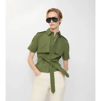 Kort trenchcoat i bomullspoplin