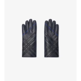 Läderhandskar med intarsia-rutmönster