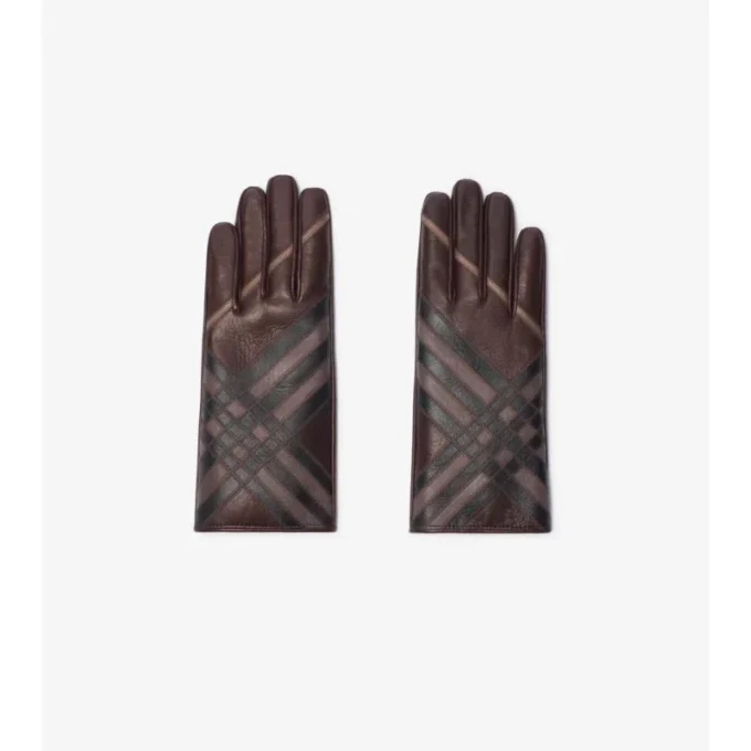 Läderhandskar med intarsia-rutmönster Läderhandskar med intarsia-rutmönster