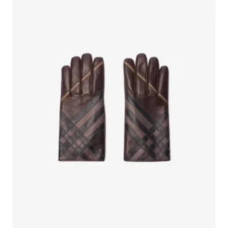 Läderhandskar med intarsia-rutmönster Läderhandskar med intarsia-rutmönster