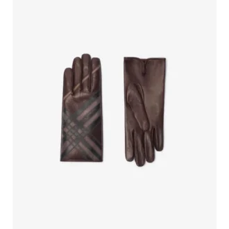 Läderhandskar med intarsia-rutmönster