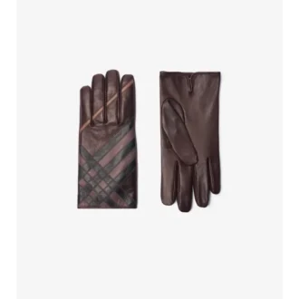 Läderhandskar med intarsia-rutmönster Läderhandskar med intarsia-rutmönster
