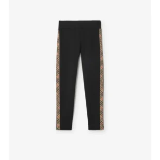 Leggings i nylon med rutmönstrad kant