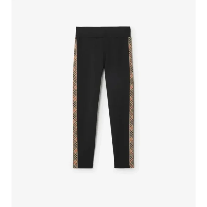 Leggings i nylon med rutmönstrad kant