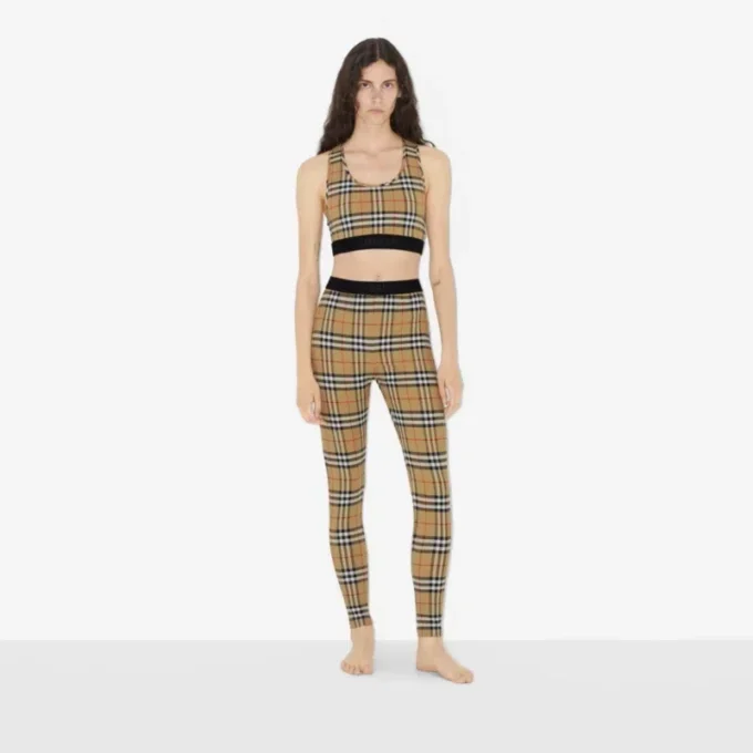 Leggings i stretchjersey med rutmönster Leggings i stretchjersey med rutmönster