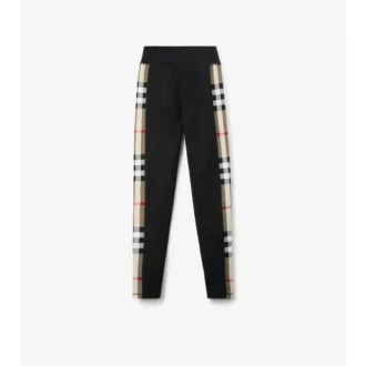 Leggings i stretchjersey med rutmönstrade detaljer Leggings i stretchjersey med rutmönstrade detaljer