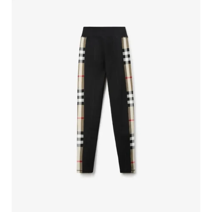 Leggings i stretchjersey med rutmönstrade detaljer Leggings i stretchjersey med rutmönstrade detaljer
