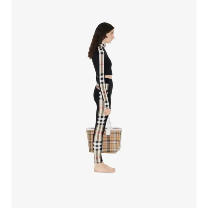 Leggings i stretchjersey med rutmönstrade detaljer Leggings i stretchjersey med rutmönstrade detaljer