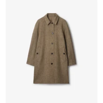 Lång Car Coat i fiskbensmönstrad ull från Dual Burberry