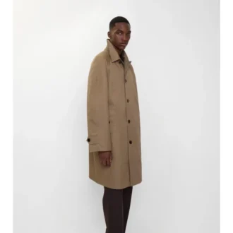 Lång Car Coat i fiskbensmönstrad ull från Dual Burberry