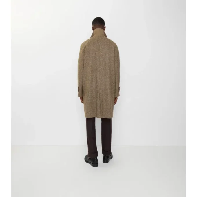 Lång Car Coat i fiskbensmönstrad ull från Dual Burberry Lång Car Coat i fiskbensmönstrad ull från Dual Burberry