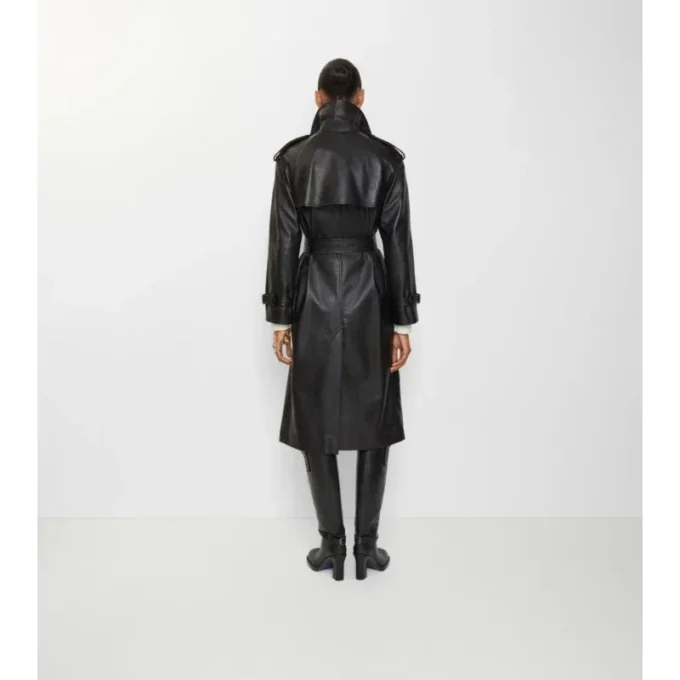 Lång Castleford-trenchcoat i läder Lång Castleford-trenchcoat i läder